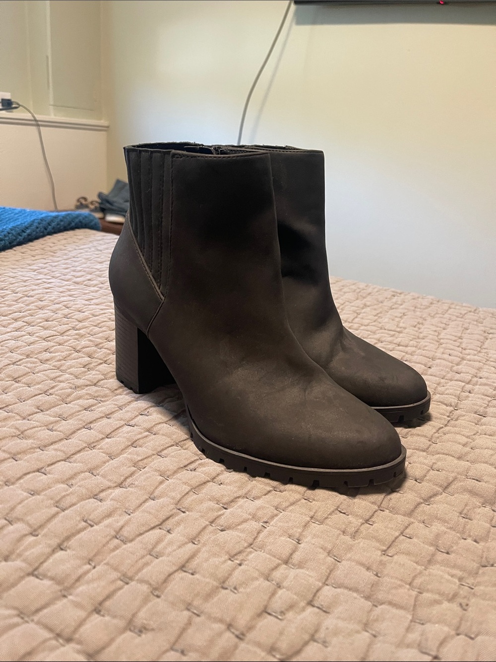 Kelly & Katie Black Chunky Heel Ankle Booties